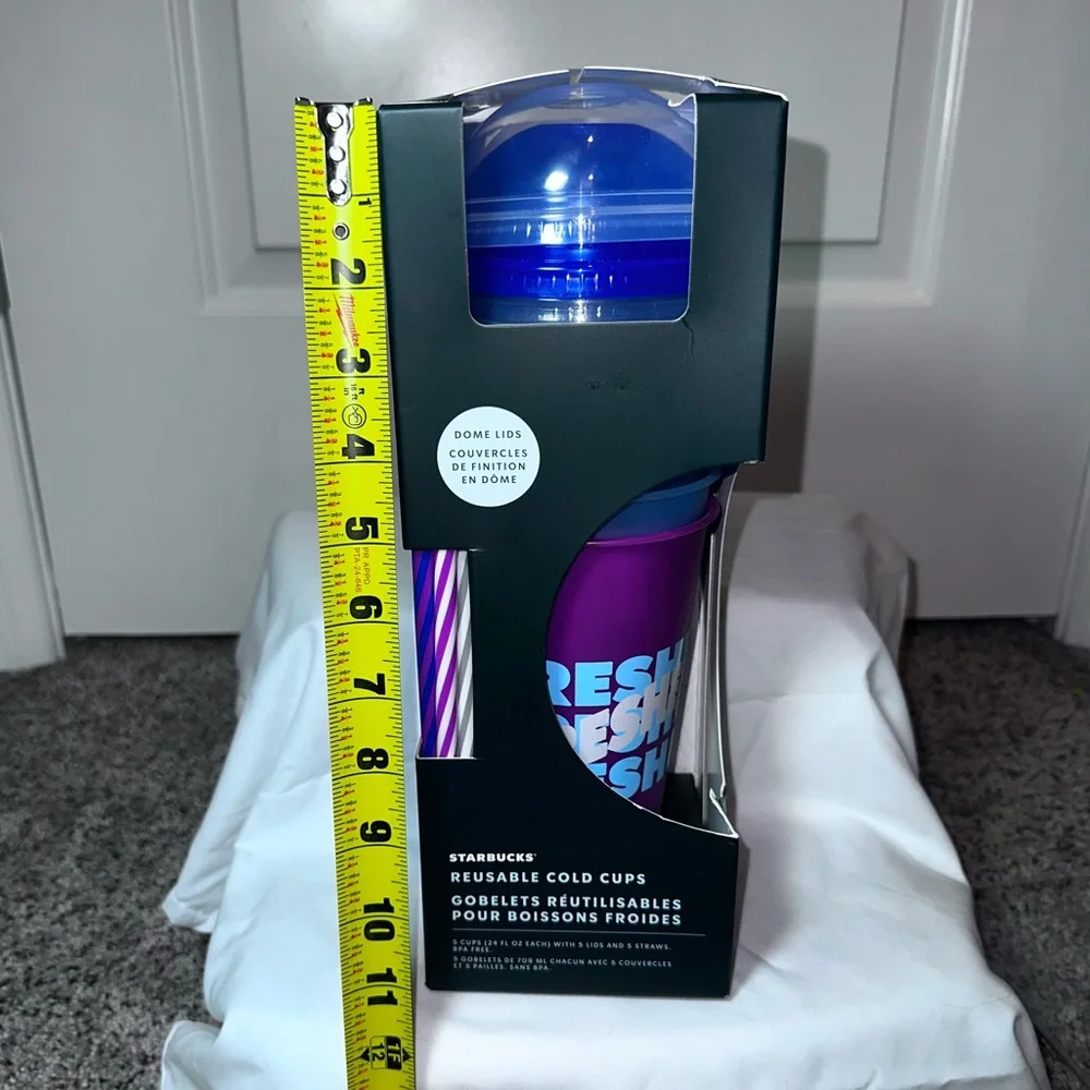 Starbucks Reusable Cold Cups with Straws Purple Blue